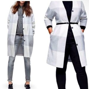 NWT ADAM LIPPES for Target Plaid Wool Blend Cocoon Coatigan L